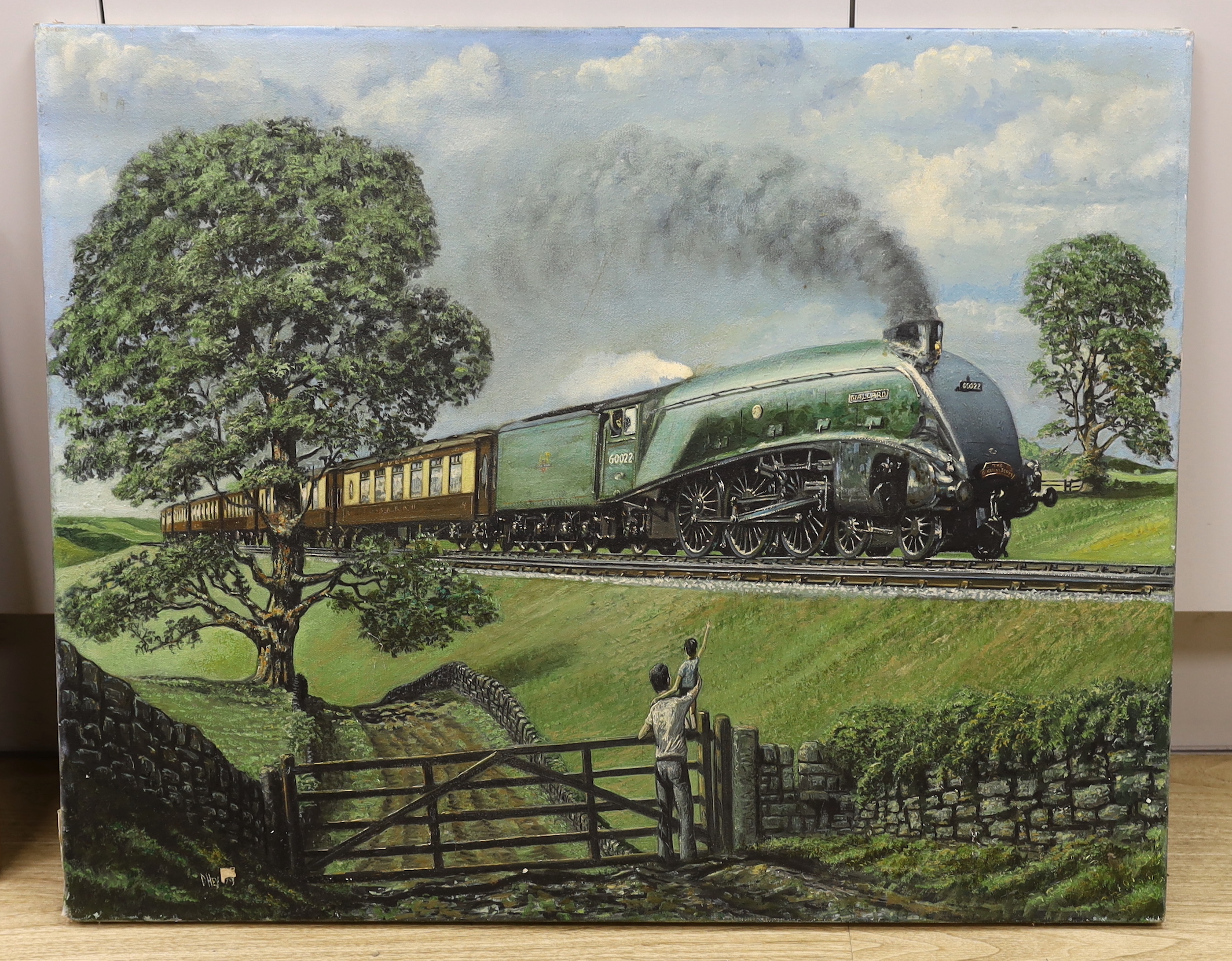 D. Hey, oil on canvas, 'The Mallard Locomotive', signed and dated '79, 61 x 76cm, unframed